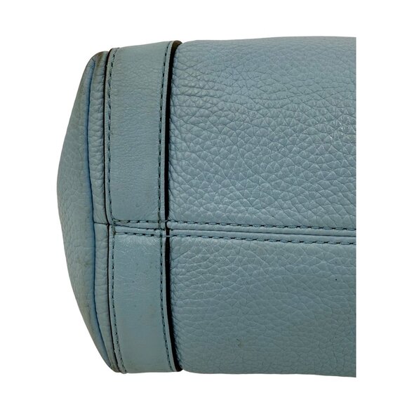 Michael Kors Blue Pebbled Leather Shoulder Bag With Chain Straps & MK Logo Charm - Picture 12 of 16